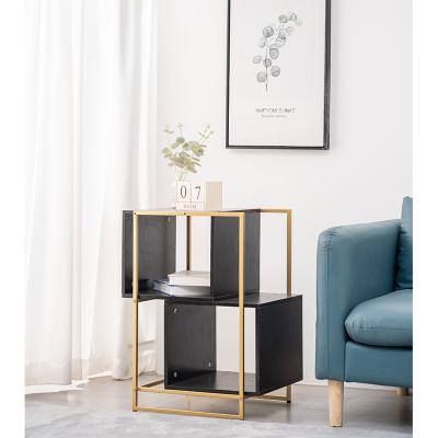 China Side Adjustable Irregular Table Fashion Wooden Storage (Height) Drawer Nightstand With Metal Legs for sale
