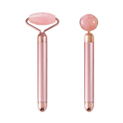 China High Quality MURALKON ODM OEM 4 in 1 Wrinkle Anti Aging Beauty Bar Vibrating Rose Quartz Electric Facial Massage Jade Roller for sale