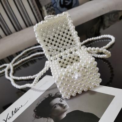 China Vintage Grace New Mini Pearl Messenger Bags Pearl Bag Fashion Female Square Shoulder Clutch Handmade Cross - Body Bag Child Jelly for sale