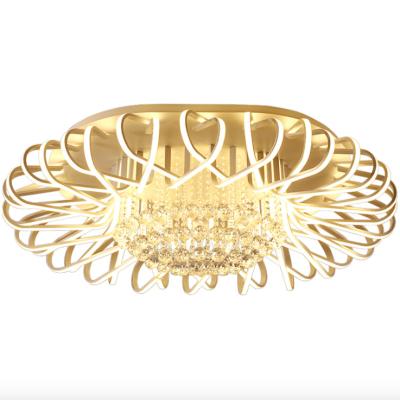 China Surface Mounted High End Modern Simple New Bird's Nest Crystal Design LED Living Room Ceiling Lamp for sale