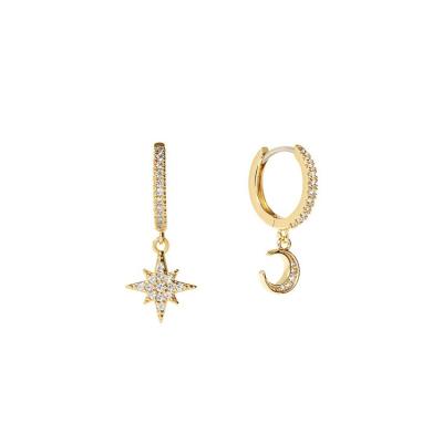 China Custom Luxury OEM Women Jewelry Zircon Stud Earrings Moonstone Jewelry Wholesale High Quality Main Star CLASSIC Stud Earrings Customizable for sale