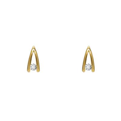 China CLASSIC OEM Shape Sterling Silver Gold Plated With Zircon Huggie Earrings OEM Customizable For Women Charms For Jewelry Making for sale