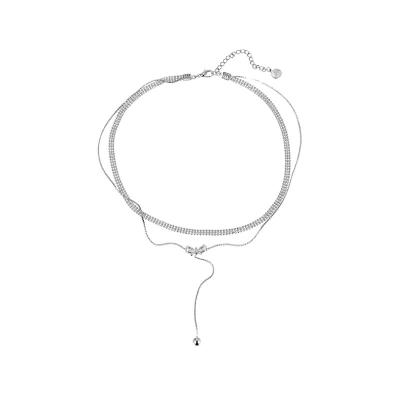 China Fashion Trendy Girl's Double Chain OEM Necklace 925 Silver With Zircon Custom Available OEM Necklace 18k/14k Gold Plated for sale