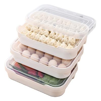 China Sustainable 24 Grids Stacked Plastic Refrigerator Fresh-keeping Egg Storage Box With Lid Dumplings Storage With Lid for sale