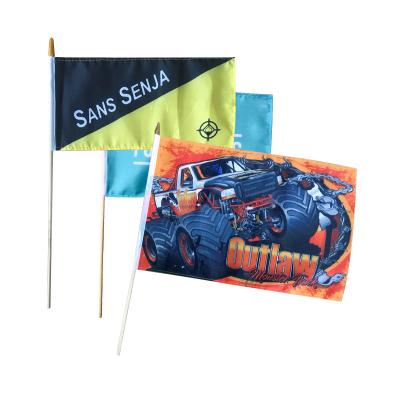 China Health Care Institutes Polish 4X6in Hand Wave Flag Election Biden Hand Flags Wooden Banner for sale