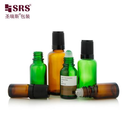 China 5ml 10ml 15ml 20ml 30ml 50ml 100ml Amber Clear Blue Green Glass Roll On Bottle With Screw Cap No Leakage for sale
