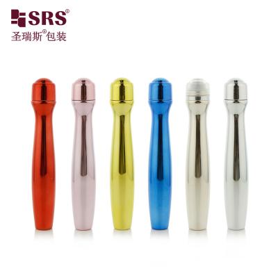China SRS8447-15ML Shiny Metalized PETG Plastic Roll On Bottle For Eye Gel Massage Cosmetic Packaging for sale