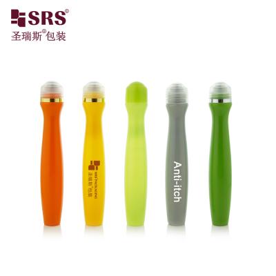 China SRS8447-15ML Injection Custom Color Radian Shape PETG Bottle For Anti-Itch Liquid Roller Ball Bottle Customization for sale