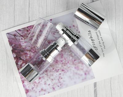 China A0230 15ml 30ml 50ml skin care emulsion serum silver airless pump bottle for sale