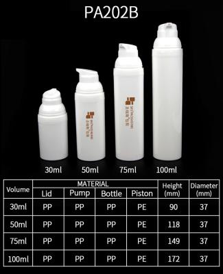 China 30 ml 50 ml 75 ml 100 ml frasco de injecção de bomba sem ar em pp branco ecológico à venda