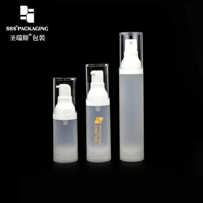 China 15 ml 30 ml 50 ml frasco plástico de PP cosmético vazio com pompa de soro sem ar à venda