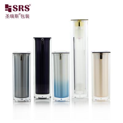 中国 15ml 30ml 50ml 高級 カスタム カラー アクリル 空っぽ 空気のないポンプ ボトル 方形 販売のため