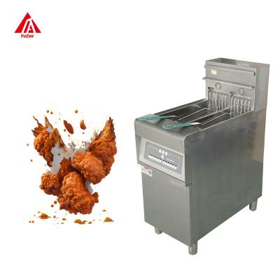 China Safety Power Saving Stainless Steel Frying Machine Single Cylinder Two Baskets Standing Smart Commercial Fryer In Kitchen for sale