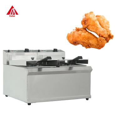 China Safety Counter top Stainless Steel Fryer Machine Chicken Double Tank Fryer Industrial Electric Commercial Deep Fryer for sale