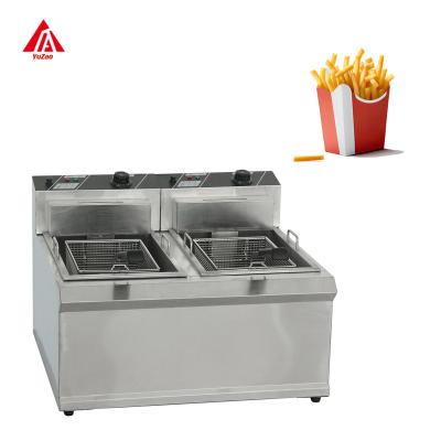 China Safety Commercial Electric Fryer furnace Countertop French Fries Deep Fryer double chip fryer for Restaurant Fast Food for sale