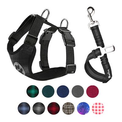 China Padded Reflective Dog Body Belt Harness And Leash Vest Pro Backpack Breathable Adjustable For Puppy Training Pet for sale