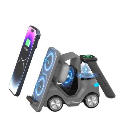 China Drei-in-Eins-Wireless-Ladegerät Desktop-Halter für Telefon Fünf-in-Eins-Schnellladegerät für iPhone 15W Ambience Light Car zu verkaufen