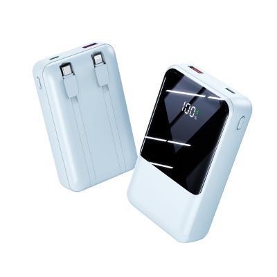 China 2024 Warmverkauf 20000mAh 35W Super-Schnelllade-Power-Bank mit LED-Display eingebaut in Doppel-Kabel-Power-Bank zu verkaufen