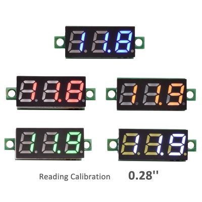 China Plastic 0.28 Inch Mini DC 2.5-30V 0-100V LED Digital Voltmeter Motorcycle Volt Tester with Voltage Gauge Meter Electrical 2-wire 3 Wire for sale