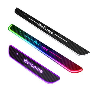 China Acrylic material New Upgraded Touch Key Threshold Light Custom Logo Car Dazzle ThresholdWelcome Light for sale