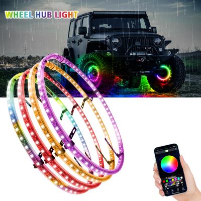 China PVC Flowing Double Row Colorful RGB Car Hub Lamp IP68 Waterproof Lamp Neon Strip Light for sale