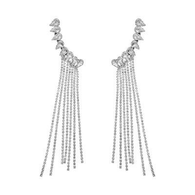 China CLASSIC Trendy Long Tassel Full Rhinestone Drop Earrings For Women Jewelry Shiny Water Drop Crystal Claw Earring Jewelry Gifts for sale