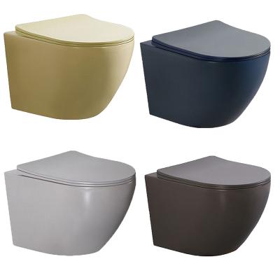 China Double-Flow Design High End New Product Matte Black Color Wall Hung Toilet for sale