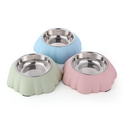 China Durable Removable Non-Slip Plastic Dog Food Set Large Capacity Stainless Steel Dog Bowl Medium Large Pet Dog for sale