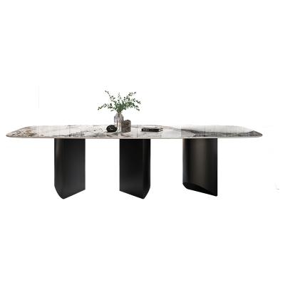 China New italy design hotel project home vila project hotel leg 6 seater steel dining table modern use resturant dining table for sale