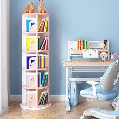 China 5 Wheel Rotating Tire Children's Book Rack Shelf Book Storage Holders Rotating Shelf Organizer School Furniture Kids Cabinets for sale