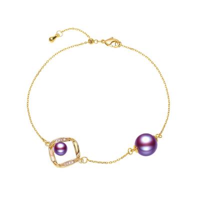 China best quality 100% real pearls 14K natural pearl bracelet jewelry 14K purple 7-8MM plating mothers daughter favorite for sale