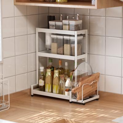 China Snap-fit Design Multi-height Snap-fit Jars Storage Shelf Organizers Spice Rack With Chopper Rack for sale