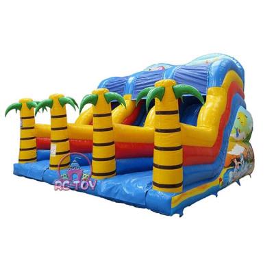 China Rental Commercial Inflatable Double Party Beach Slide Coconut Tree Lane Inflatable Slide for sale