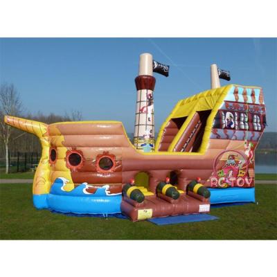 China Custom Outdoor Party Rental Bouncy Slide Inflatable Commercial Grade Jumping Pirate Ship Inflatable Slide For Party for sale