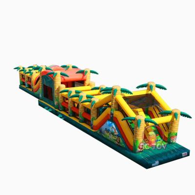 China Party Rental Kids Party Playground Animal Inflatable Palm Tree Longest Obstacle Course Commercial Inflatable Bounce Obstacles for sale