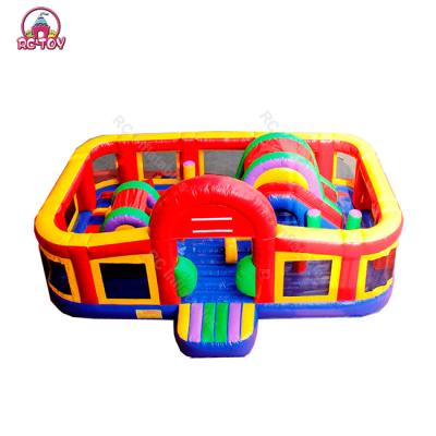 China Party Rental Colorful Indoor Playground Amusement City Inflatable Amusement Park Jumping Castle With Obstacle Course for sale