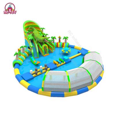 China Giant Inflatable Structure Rental Inflatable Ground Jungle Ground Pool Slide Party Water Water Park Slide for sale