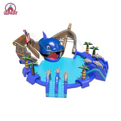 China Party Water Slide Rental Mobile Inflatable Commercial Land Inflatable Ground Water Park With Pool Slide For Adults for sale