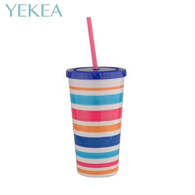 China Wholesale Plastic Drinking Acrylic Tumbler Stocked 20 Ounce Double Wall Insulated Coffee Cup With Straw For Travel Workout Gym Fitness for sale