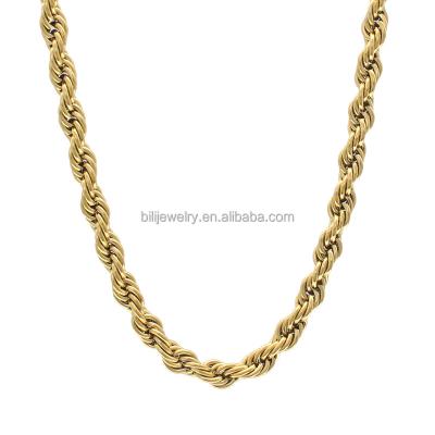 China TRENDY Women's Simple Style Twist Singapore Rope Chain Fashion Gold Plated Chain Stainless Steel Neck Decoration Necklace N2 for sale