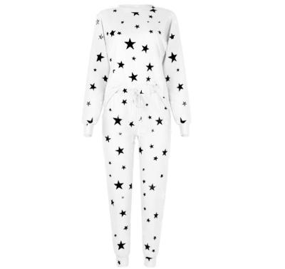 China QUICK DRY Custom Crewneck Tops Pants Women Print Slim Nightgown Set Long Sleeve Women's Pajamas Sets 2 Pieces for sale
