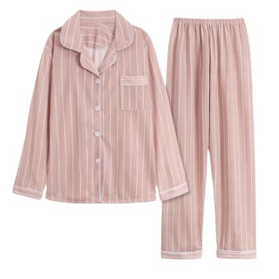 China New Arrival QUICK DRY Female Sleepwear Stripe Cartoon Two Piece Pajamas For Women Set for sale