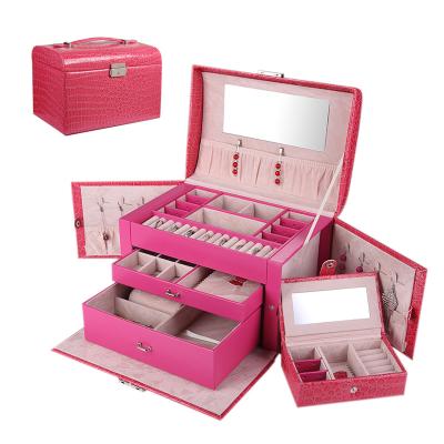 China Elegant Custom BMD PU169 Rose Color PU Jewelry Necklace Jewelry Box Jewelry Storage Ring Leather Box Storage for sale