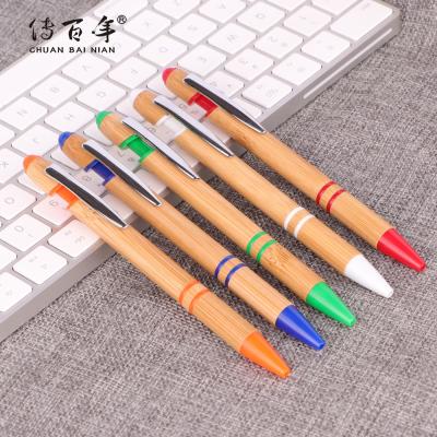 China New Design Promotional Pen 2021 Custom Logo Retractable Bamboo Ball Pen for sale