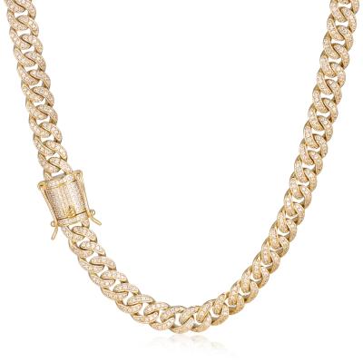 China New Dubai Gold Chain Brass CZ Micro Pave 14k Gold Cuban Link Chain Design For Men for sale
