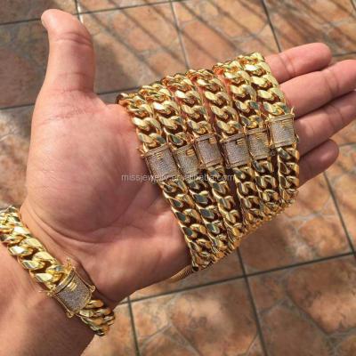 China Hiphop Miss Jewelry Urban Jewelry Men's 18k Gold Cuban Link Bracelet for sale