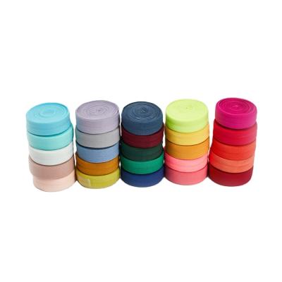 China 2021 Elastic Webbing Colorful Flat Elastic Band Polyester Twill Band For Garment for sale
