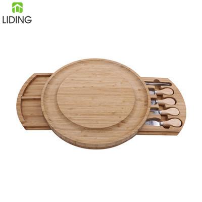 China Sustainable Bamboo Cheese Board With Cutlery Set Charcuterie Platter Cheese Tray for sale