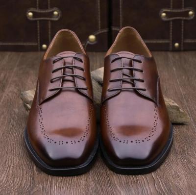 China Bruine Brogues zomerjurk, leren schoenen met vierkante teen, modern ontwerp. Te koop