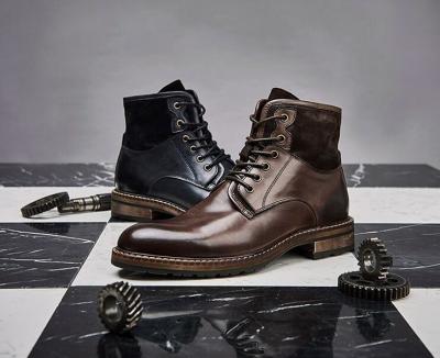 Cina Comodi abiti da uomo in pelle stivali caffè morbido e scarpe blu vintage in vendita